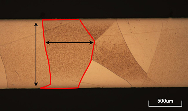 Cross-sectional diagram of crystalline structure of cast platinum