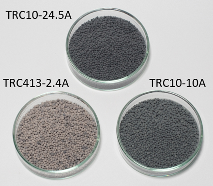 Reforming catalyst (top) TRC10-24.5A, (left) TRC413-2.4A, (right) TRC10-10A