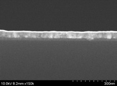 Cross-sectional SEM image of two-stage film deposition 